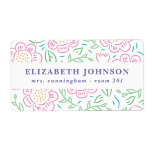 Filles de nouveau à l'étiquette floral 2 d'écol
