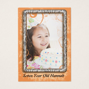 Filles de sept ans Zebra Cartes photos d'anniversa