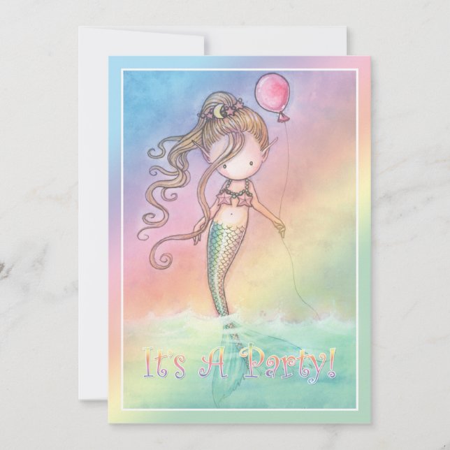 Filles de sirènes Invitations de fête d'anniversai (Devant)
