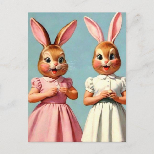 Filles drôles de lapin de Pâques Carte postale (Devant)