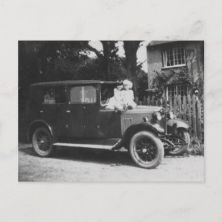 Filles en voiture Vieux noir & blanc Image - Carte