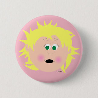 Filles Face Blonde Vert Yeux Kapskids Bouton Badge
