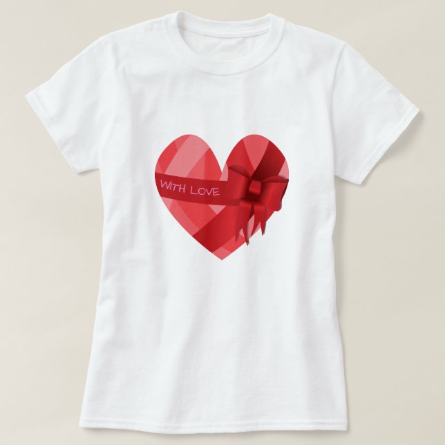 Filles Filles Saint-Valentin T-shirt Rouge Coeur A (Design devant)