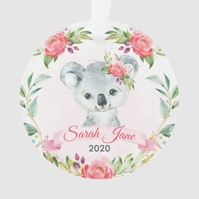 Filles florales roses Koala Nom de l'ours (devant)