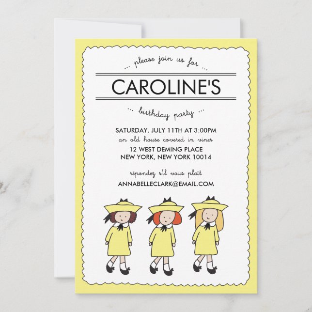 Filles françaises | Invitation d'anniversaire (Devant)