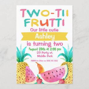Filles Frutti Deux-tti 2e Invitation anniversaire