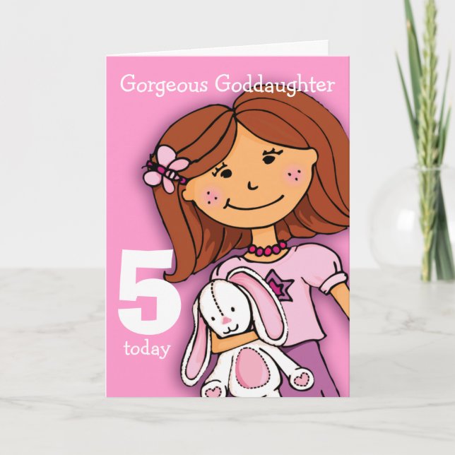 Filles Godgirl 5e anniversaire carte fille rose (Devant)