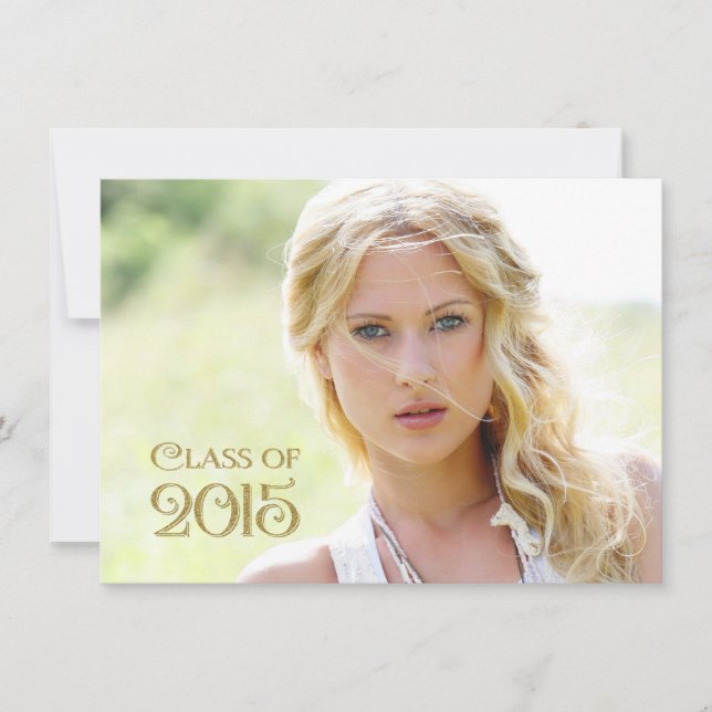 Filles Gold Confetti Faire-part de graduation (Devant)