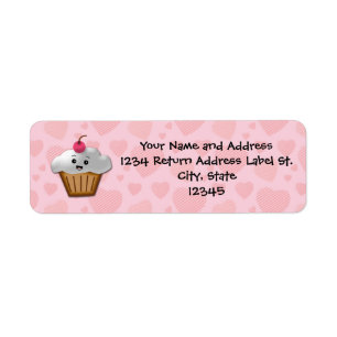 Filles heureuses roses mignonnes de petit gâteau