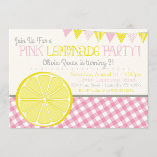 Filles Lemonade Rose Invitation de fête d'annivers