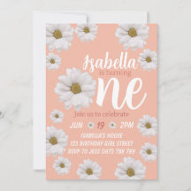 Filles marguerite première invitation anniversaire