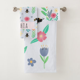 Filles mignonnes Bee Botanique Florale & Fleurs En