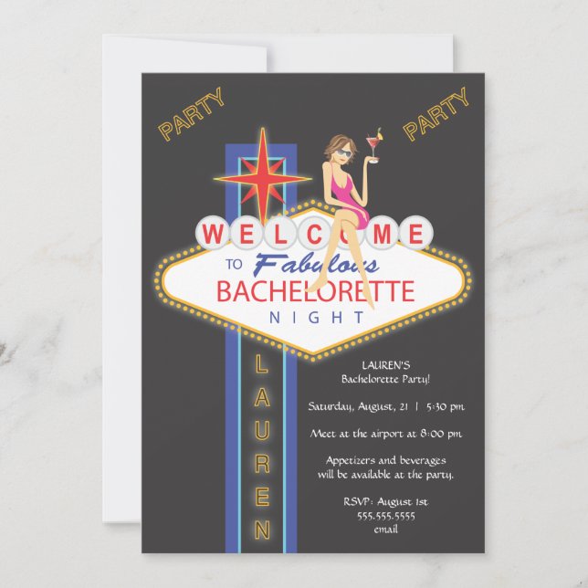 Filles Night Out Bachelorette Party Invitation (Devant)