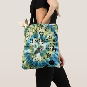 Filles Nom personnalisé Boho Tie Dye Sac fourre-to