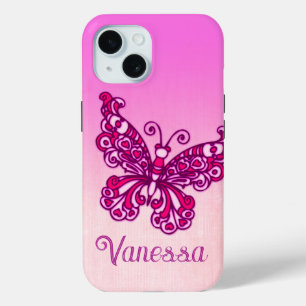 Filles nommées papillon rose violet iphone 5 coque