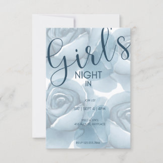Filles Nuit Dans | Aquarelle bleue Invitation flor