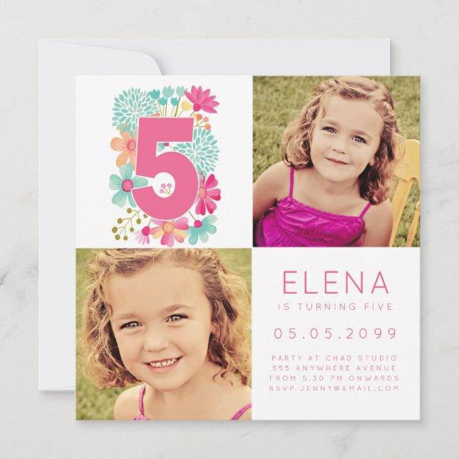 Filles Numéro 5 CINQ 5e Carte photo (Devant)