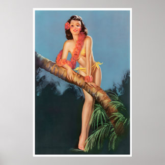 Filles Pin Up Affiche Art Imprimé Hawaïen Hula