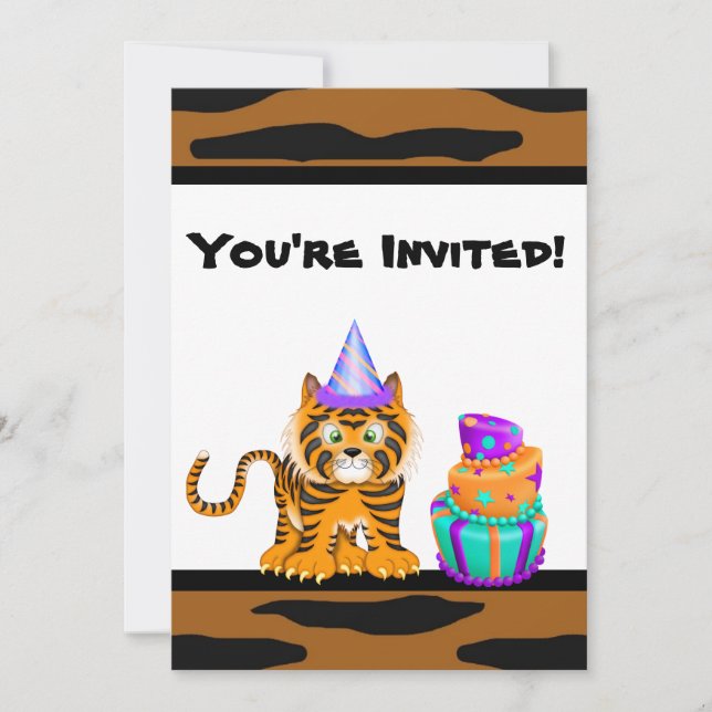 Filles Poster de animal Tiger Invitation Anniversa (Devant)