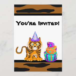 Filles Poster de animal Tiger Invitation Anniversa