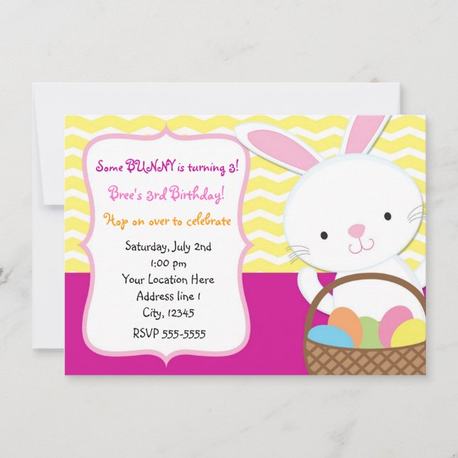 Filles Printemps Lapin de Pâques Invitation lapin  (Devant)