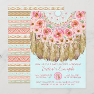 Filles Rêveuse Tribal Baby Shower Invitations