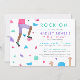 Filles Rock Escalade Anniversaire Fête Invitation