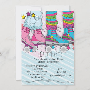 Filles Roller Patinage Invitation à la fête d'anni
