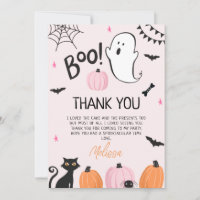 Filles rose Boo Halloween Carte de remerciements d