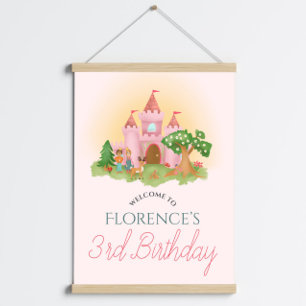 Filles Rose Princesse Affiche de bienvenue d'anniv