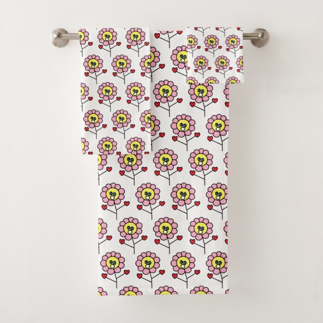 Filles roses mignonnes de motif de fleurs (En situation)