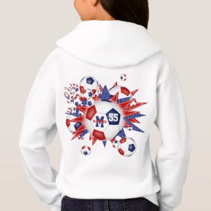 filles rouge blanc bleu balle de football souffle