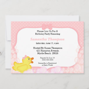 Filles Rubber Ducky Anniversaire Invitations