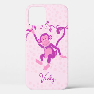 Filles singe violet et rose nom coque iphone 5