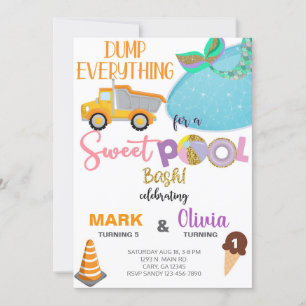 Filles sirène et invitation d'anniversaire de cami