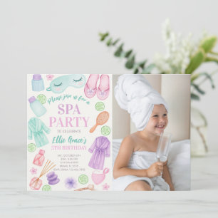 Filles Spa Anniversaire Photo Invitation