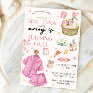 Filles Spa Rose-Jama Sleepover Invitation Annivers