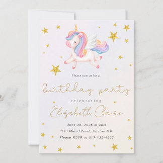 Filles Unicorn Invitation Anniversaire