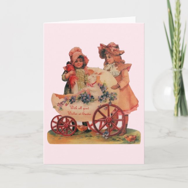Filles Victoriennes Et Carte De Voeux De Pâques Bu (Devant)
