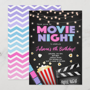 Filles Vidéo Nuit Anniversaire Fête Invitation