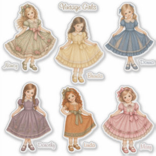 Filles Vintage : Autocollants de la Collection de 