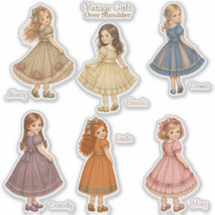 Filles Vintage : Autocollants de la Collection Par