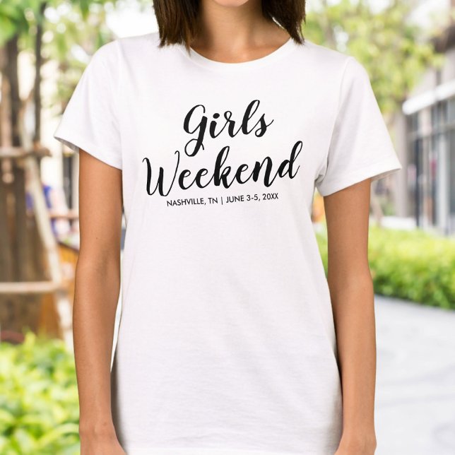 Filles Week-end Away T-shirt Personnalisé Lieu Dat (Créateur téléchargé)