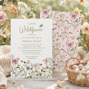 Fillette Fleur Sauvage Invitation Rose pour Baby S