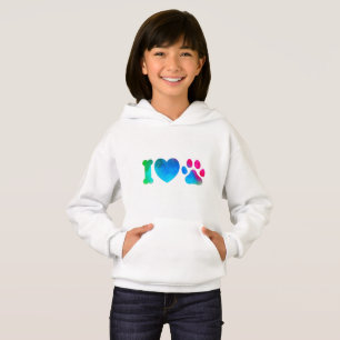 Fillette J'aime les animaux Sweat à capuche Cœur M