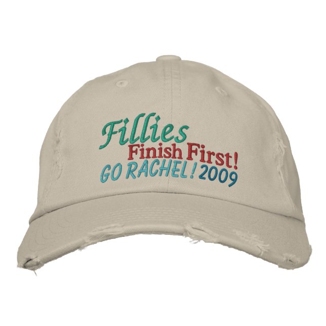 Fillies Finish FIRST - horse racing by SRF Embroidered Hat (Front)