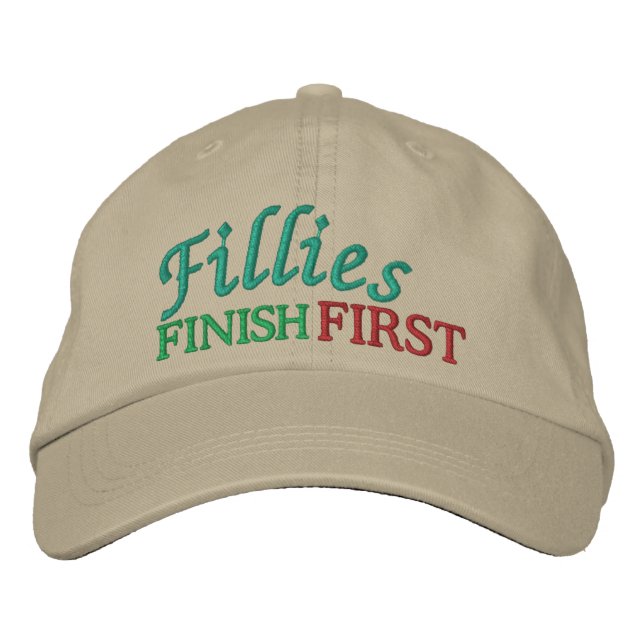 Fillies Finish FIRST - Horse Racing by SRF Embroidered Hat (Front)