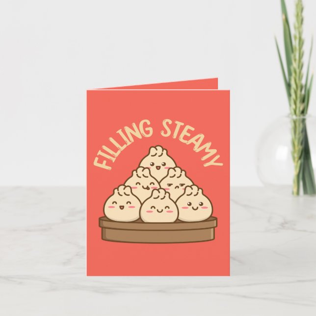 Filling Steamy – Bold Dumpling Pun  Card (Front)