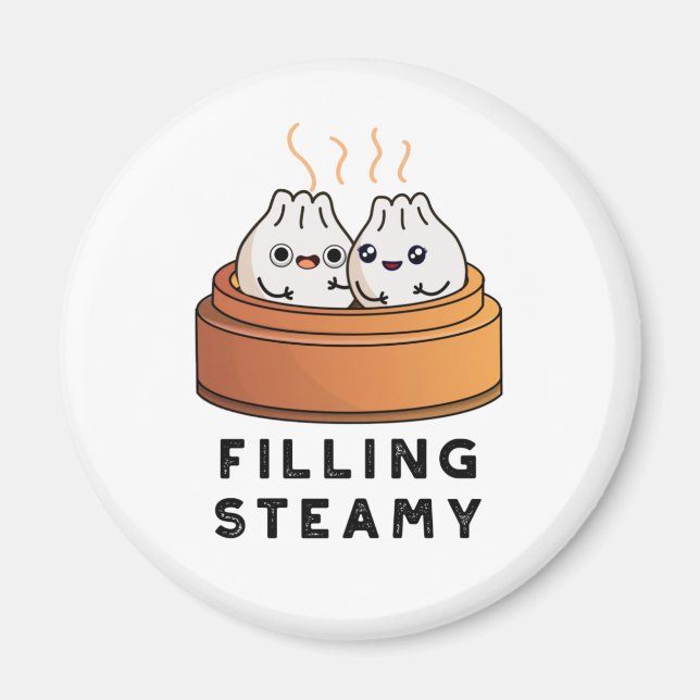 Filling Steamy Cute Dimsum Bao Pun Magnet (Front)