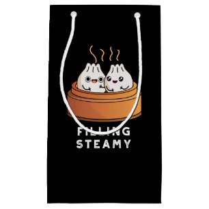 Filling Steamy Funny Dimsum Bao Pun Dark BG Small Gift Bag